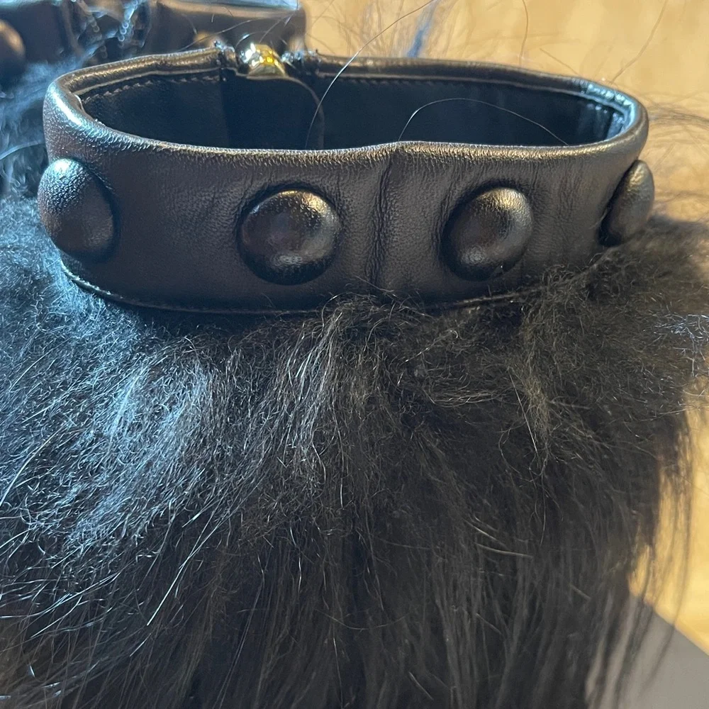 Sergio Rossi Black Fur-Embellished Ankle Boots - Picture 3 of 5